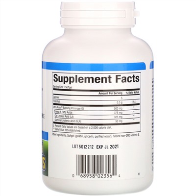 Natural Factors, OmegaFactors, Ultra Prim, Evening Primrose Oil, 500 mg, 180 Softgels