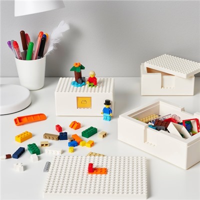 BYGGLEK БЮГГЛЕК LEGO® контейнер с крышкой, 3 шт., белый