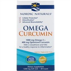 Nordic Naturals, Омега куркумин, 1250 мг, 60 мягких желатиновых капсул