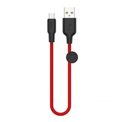 Кабель USB 2.0 Am=>micro B - 0.25 м, силикон, красный, Hoco X21 Plus