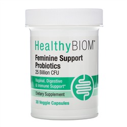 HealthyBiom, Пробиотики для поддержания женского здоровья, 25 млрд КОЕ, 30 растительных капсул