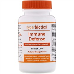 Hyperbiotics, Immune Defense, 3 Billion CFU, Natural Orange, 60 Chewable Tablets