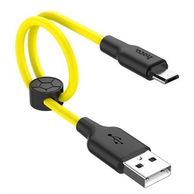 Кабель USB 2.0 Am=>micro B - 0.25 м, силикон, жёлтый, Hoco X21 Plus
