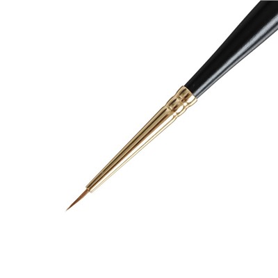 Кисть Колонок круглая укороченная Roubloff серия 111F № 0, ручка короткая фигурная чёрная матовая, жёлтая обойма