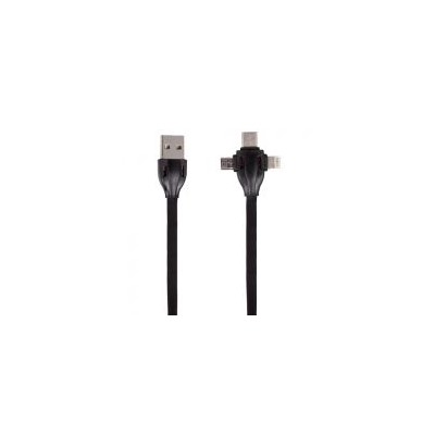 Кабель USB 2.0 Am=>Lightning + microUSB + Type C, 1 м, черный, Ritmix RCC-300