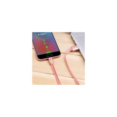 Кабель USB 2.0 Am=>micro B - 1.2 м, плоский, метал. разъемы, розовый, Hoco UPL12 Plus