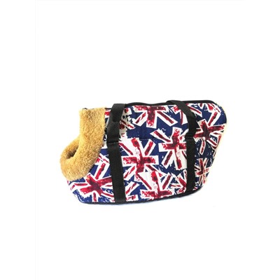 Сумка-переноска для собак с меховой отделкой Британский флаг, Акция!