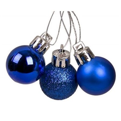 Новогоднее подвесное украшение 3 шт "ШАРЫ Синий микс" из полистирола 2,5х2,5х2,5 см 88784 Феникс-Презент