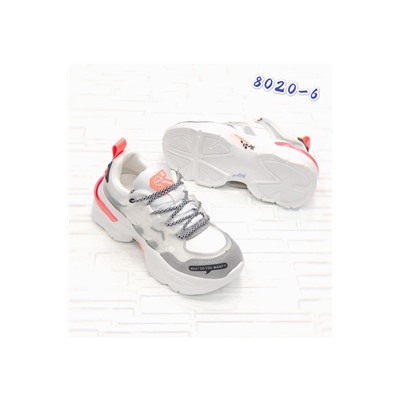 Женские кроссовки 8020-6 бело-серые
