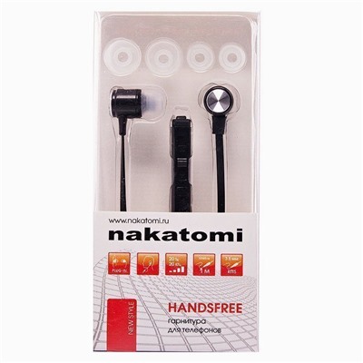 Проводные наушники с микрофоном внутриканальные Nakatomi ES-B31, 3.5 Jack (black)