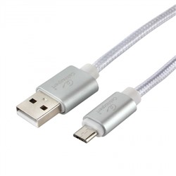Кабель USB 2.0 Am=>micro B - 1.0 м, серебр., до 5А, Cablexpert Ultra (CC-U-mUSB02S-1M)