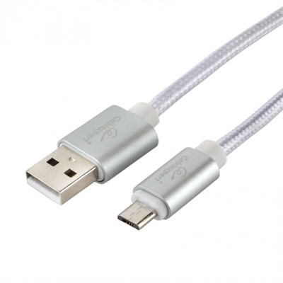Кабель USB 2.0 Am=>micro B - 1.8 м, серебр., до 5А, Cablexpert Ultra (CC-U-mUSB02S-1.8M)