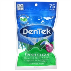 DenTek, Fresh Clean, Floss Picks, жидкость для полоскания рта, 75 зубочисток