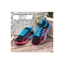 Женские кроссовки 8046-6 черно-голубо-розовые