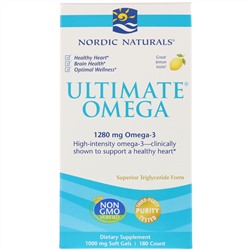 Nordic Naturals, Ultimate Omega, вкус лимона, 1,280 мг, 180 мягких капсул