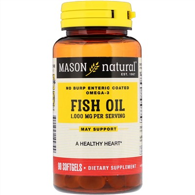 Mason Natural, Рыбий жир, 1000 мг, 90 мягких таблеток