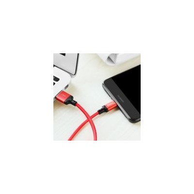 Кабель USB 3.1 Type C(m) - USB 2.0 Am - 1.0 м, ткан. оплетка, красно-черный, Hoco X14