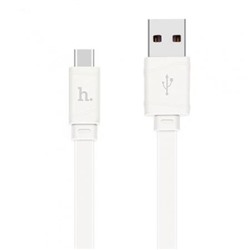 Кабель USB 3.1 Type C(m) - USB 2.0 Am - 1.0 м, 2.4А, плоский, белый, Hoco X5 Bamboo