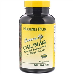 Nature's Plus, Source of Life, Cal/Mag, Mineral Supplement w/ Whole Foods, 180 Tablets