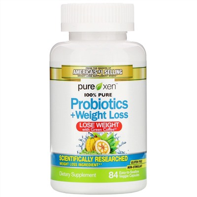 Purely Inspired, Probiotics + Weight Loss, пробиотики и средство для снижения веса, 84 легко проглатываемые вегетарианские капсулы