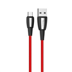 Кабель USB 2.0 Am=>micro B - 1.0 м, красный, тканевая оплетка, Hoco X39 Titan