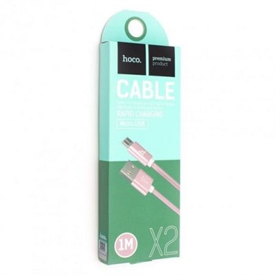 Кабель USB 2.0 Am=>micro B - 1.0 м, тканевая оплетка, розовое золото, Hoco X2 Rapid Charging