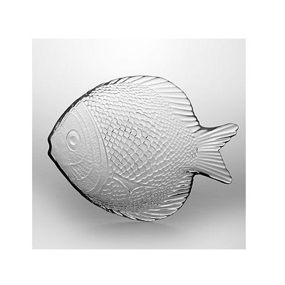 Тарелка из закаленного стекла MARINE196*160 мм (прозрачное рифленое стекло в форме рыбы)