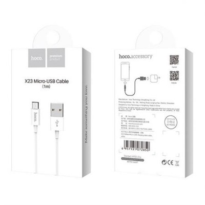 Кабель USB 2.0 Am=>micro B - 1.0 м, белый, Hoco X23 Skilled