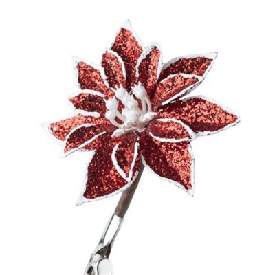 Новогоднее елочное украшение 21 см "Цветок красный" на клипсе 87440 Феникс-Презент