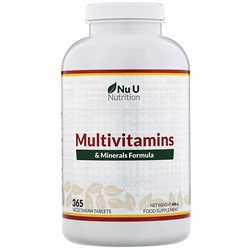 Nu U Nutrition, Мультивитаминно-минеральный комплекс, 365 таблеток растительного происхождения