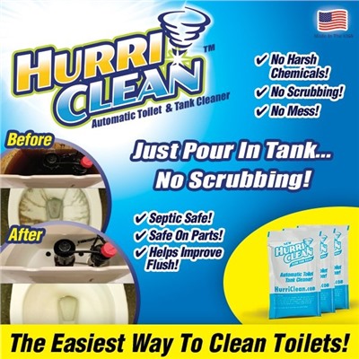 Пенящийся очиститель для унитаза Hurri Clean, 3 пакета, Акция!