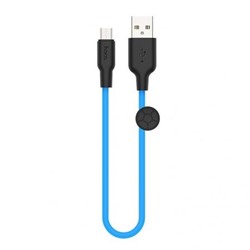 Кабель USB 2.0 Am=>micro B - 0.25 м, силикон, голубой, Hoco X21 Plus
