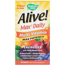 Natures Way, Живой! Max3 Daily, мультивитамины, 90 таблеток