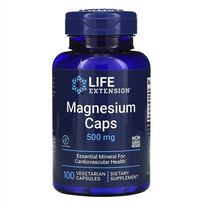 Life Extension, магний в капсулах, 500 мг, 100 вегетарианских капсул