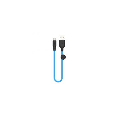 Кабель USB 2.0 Am=>micro B - 0.25 м, силикон, голубой, Hoco X21 Plus