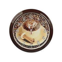 Часы настенные круг d=30см Чашечка любимого кофе, пластик, арт.о-02