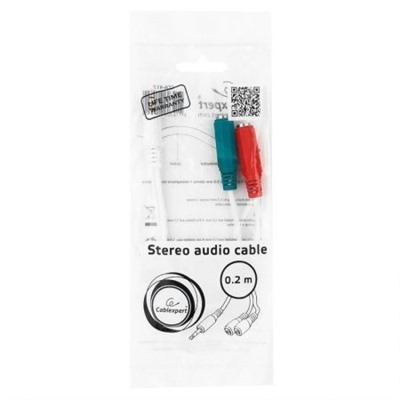 Адаптер аудио для гарнитуры 3.5 4pin plug -> 2x3.5 jack, 0.2 м, белый, Cablexpert (CCA-417W)