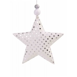 Новогоднее подвесное украшение "Звезда с серебряными кружочками" из хб. ткани 10,5х1,5х10,5 см 81481 Феникс-Презент