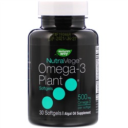 Ascenta, NutraVege, омега-3 растительного происхождения, 500 мг, 30 мягких таблеток