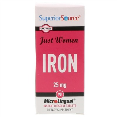 Superior Source, Just Women, железо, 25 мг, 90 быстрорастворимых таблеток