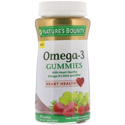 Nature's Bounty, Жевательные таблетки с Омега-3, виноград, со вкусом клубники и малины, 70 жевательных таблеток