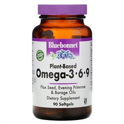 Bluebonnet Nutrition, растительные омега-3-6-9 кислоты, 90 мягких желатиновых капсул