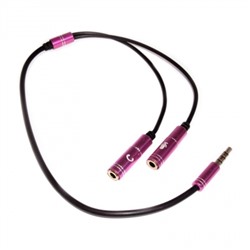 Адаптер аудио для гарнитуры 3.5 4-pin plug -> 2 x 3.5 jack, 0.2 м, розовый, коробка, Cablexpert
