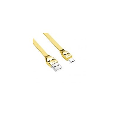 Кабель USB 3.1 Type C(m) - USB 2.0 Am - 1.2 м, плоский, золотистый, Hoco U14 Steel Man