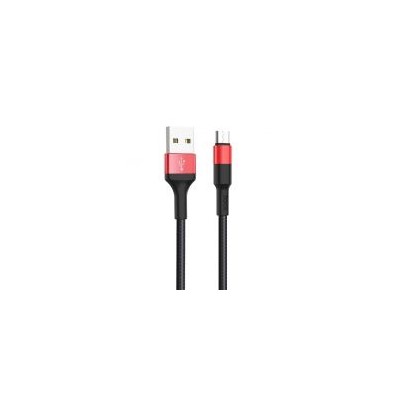 Кабель USB 2.0 Am=>micro B - 1.0 м, тканевая оплетка, черно-красный, Hoco X26 Xpress