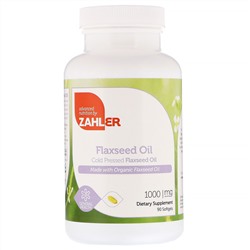 Zahler, Органическое масло льняного семени, 1000 мг, 90 мягких желатиновых капсул