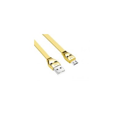 Кабель USB 2.0 Am=>micro B - 1.2 м, плоский, золотистый, Hoco U14 Steel Man