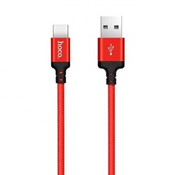 Кабель USB 3.1 Type C(m) - USB 2.0 Am - 2.0 м, тканевая оплетка, красно-черный, Hoco X14 Times speed