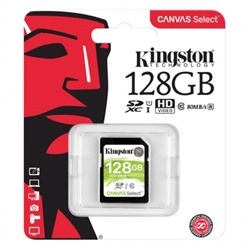 Карта памяти SDXC 128Gb Kingston Canvas Select Class 10 UHS-I U1 80 Мб/с (SDS/128GB)