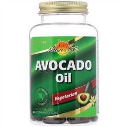 Nature's Life, Масло авокадо, 60 вегетарианских мягких таблеток